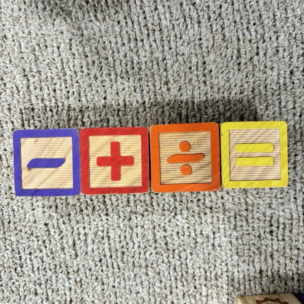 Number And Math Sign Alphabet Building Wood Blocks Learning Toy‎ Homeschool